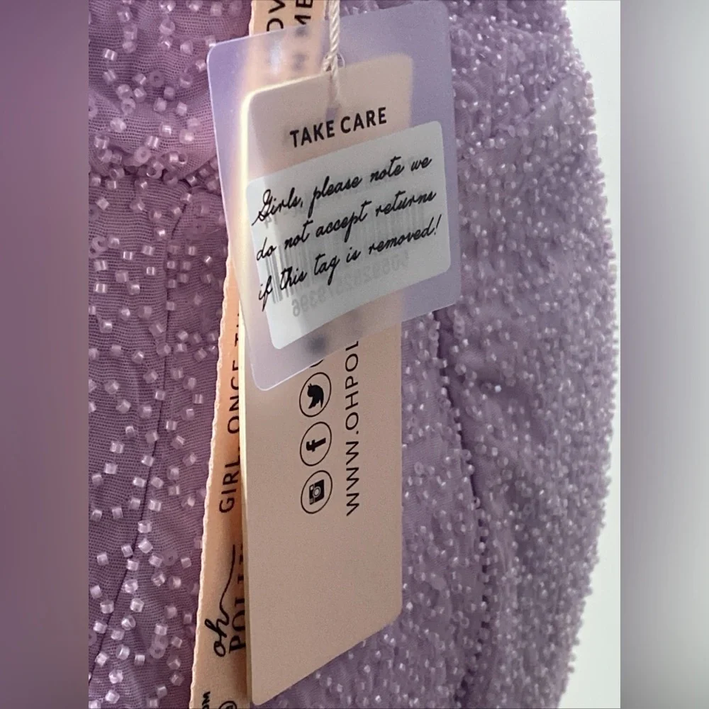 Oh Polly Venice Embellished Plunge Halter Neck Midaxi Dress in Lilac Size 10 - Picture 6 of 16